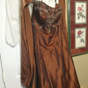 Misses prom /evening bronze mid length dress